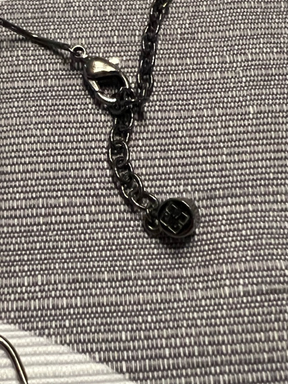 Vintage Givenchy Black Enamel Drop Necklace Signed 4G Logo Charm 90s/Y2K Silver - Picture 8 of 9